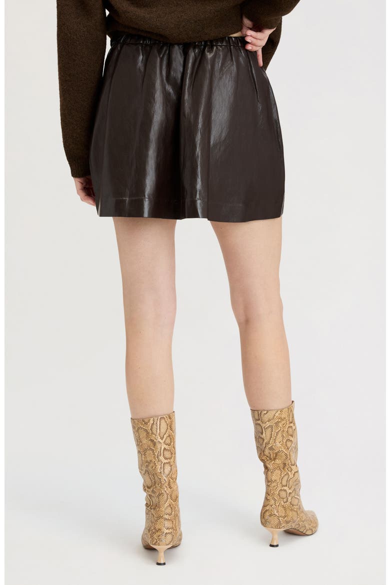 Faux Leather Miniskirt, Alternate, color, DARK BROWN