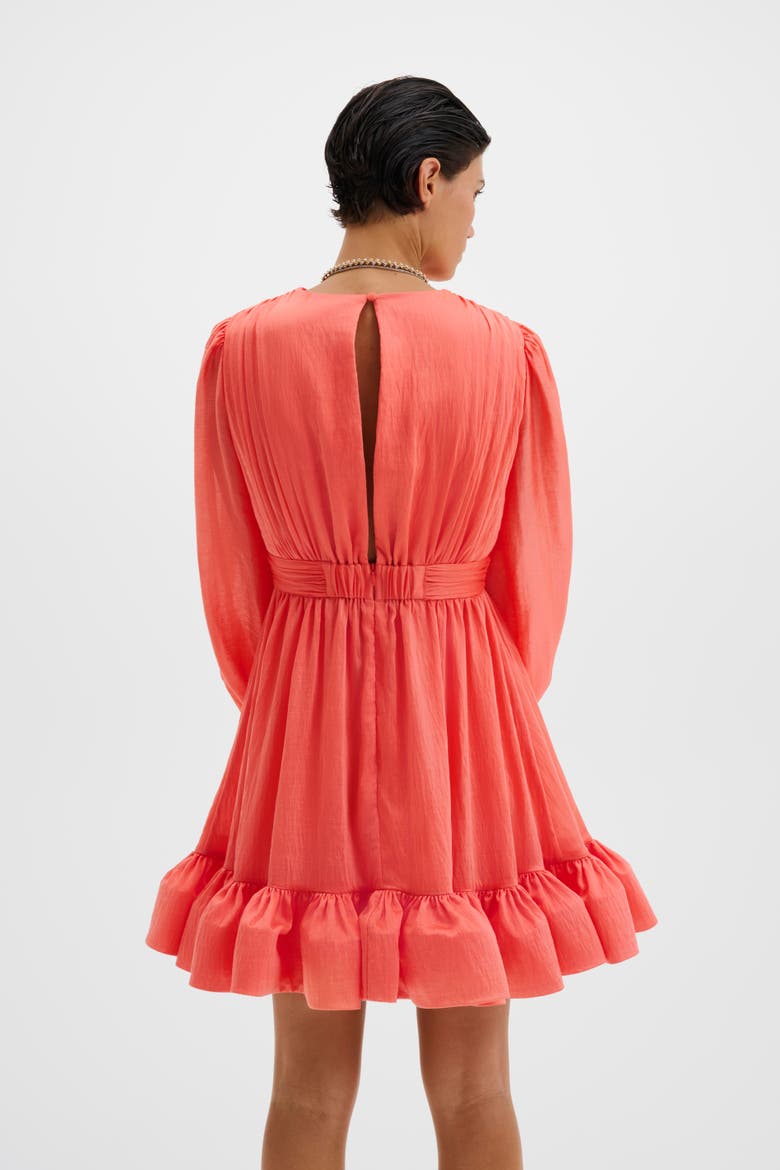 Jadie V-neck Ruffled Mini Dress, Alternate, color, Coral