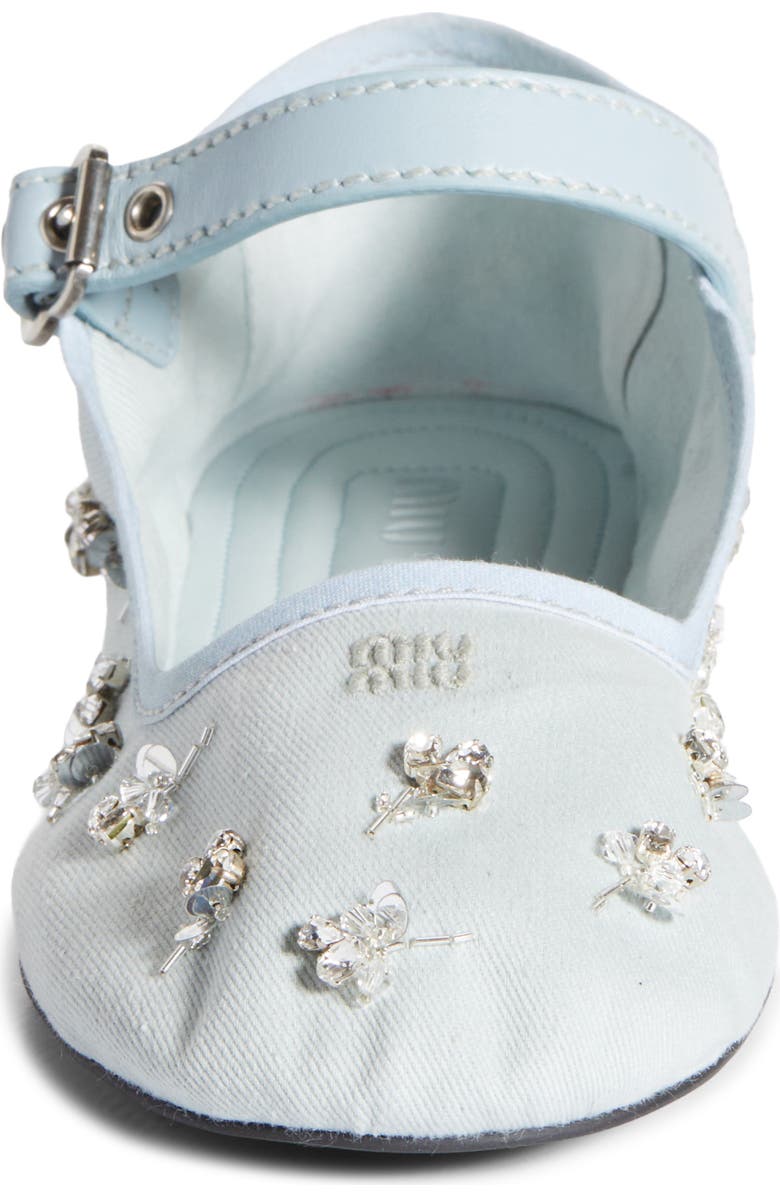 Miu Miu Crystal Embellished Canvas Mary Jane Ballet Flat, Alternate, color,