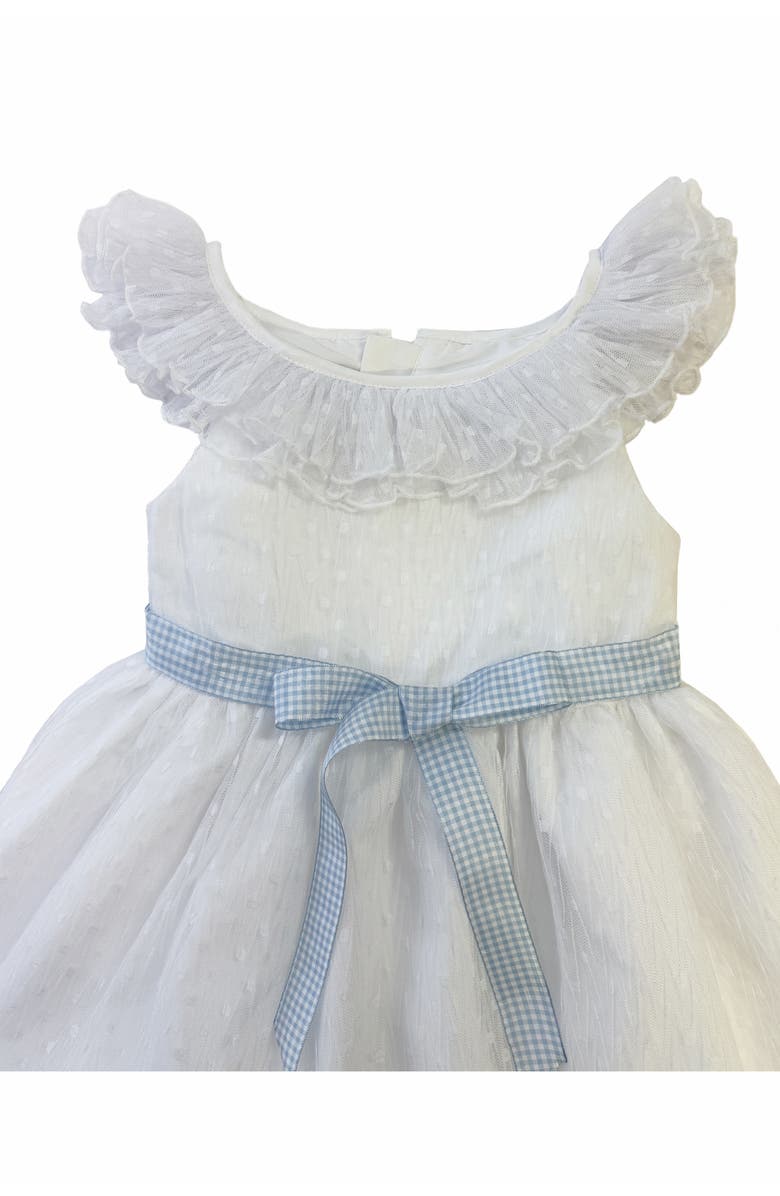 Pippa & Julie Kids' Ruth Clip Dot Chiffon Dress, Alternate, color, White/ Blue