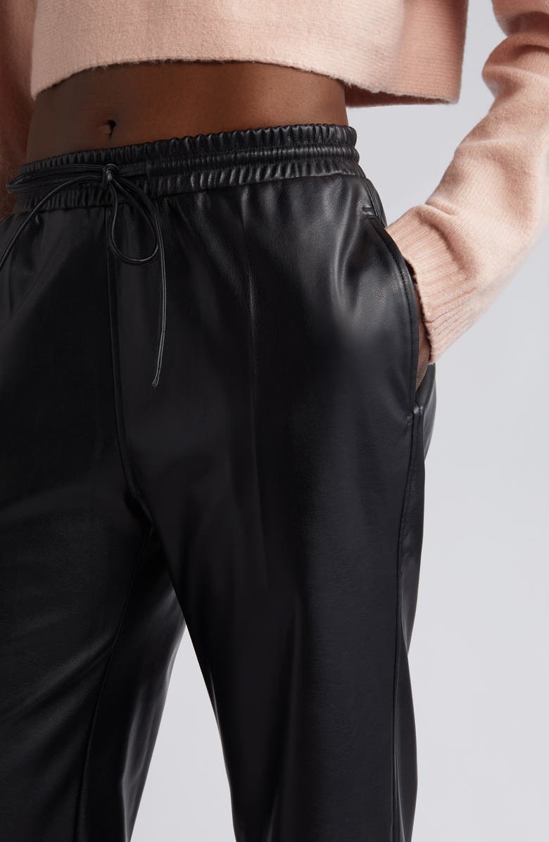 Open Edit Faux Leather Drawstring Track Pants, Alternate, color, 