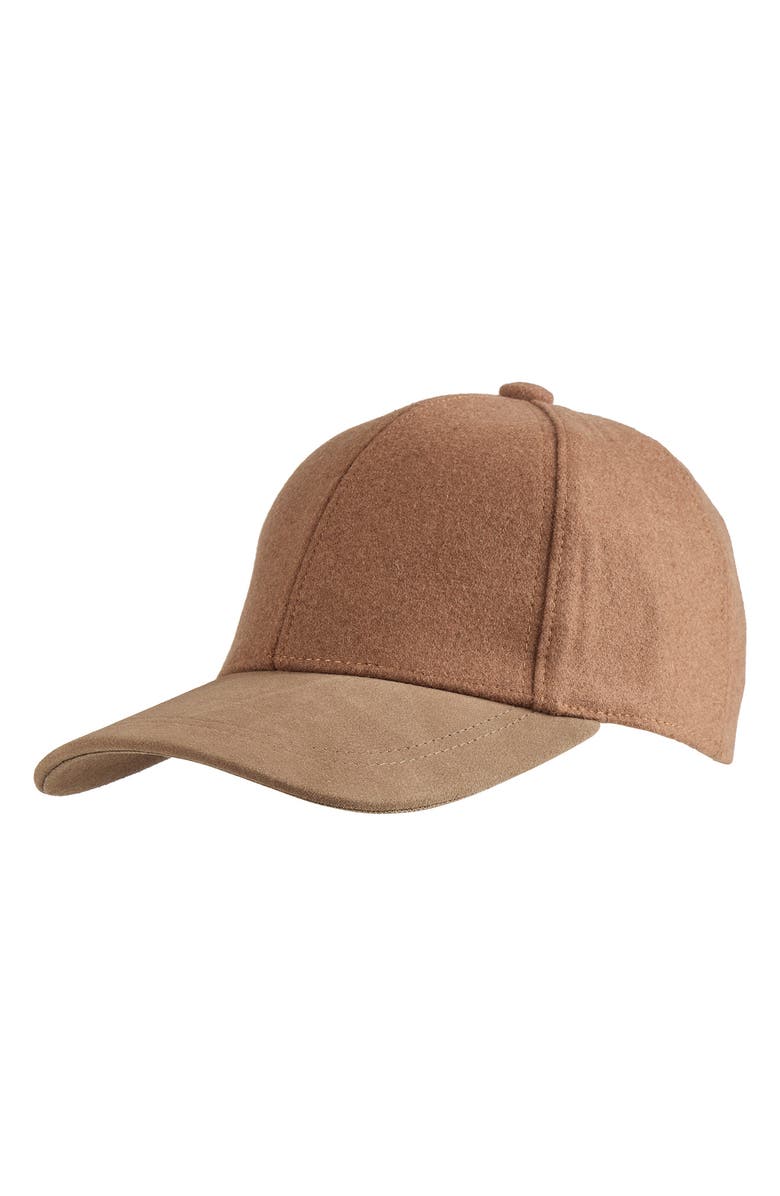 Bruno Magli Wool Blend & Leather Baseball Cap, Main, color, Camel