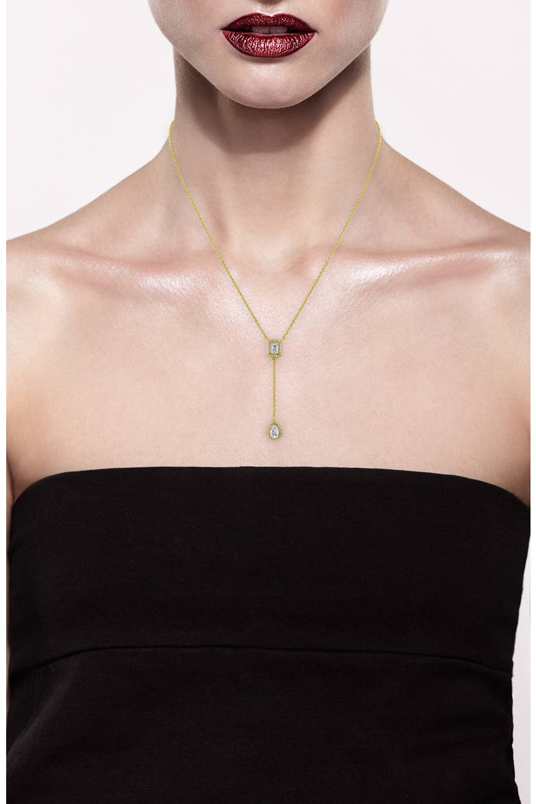 Cubic Zirconia Y-Necklace, Alternate, color, CLEAR/ GOLD