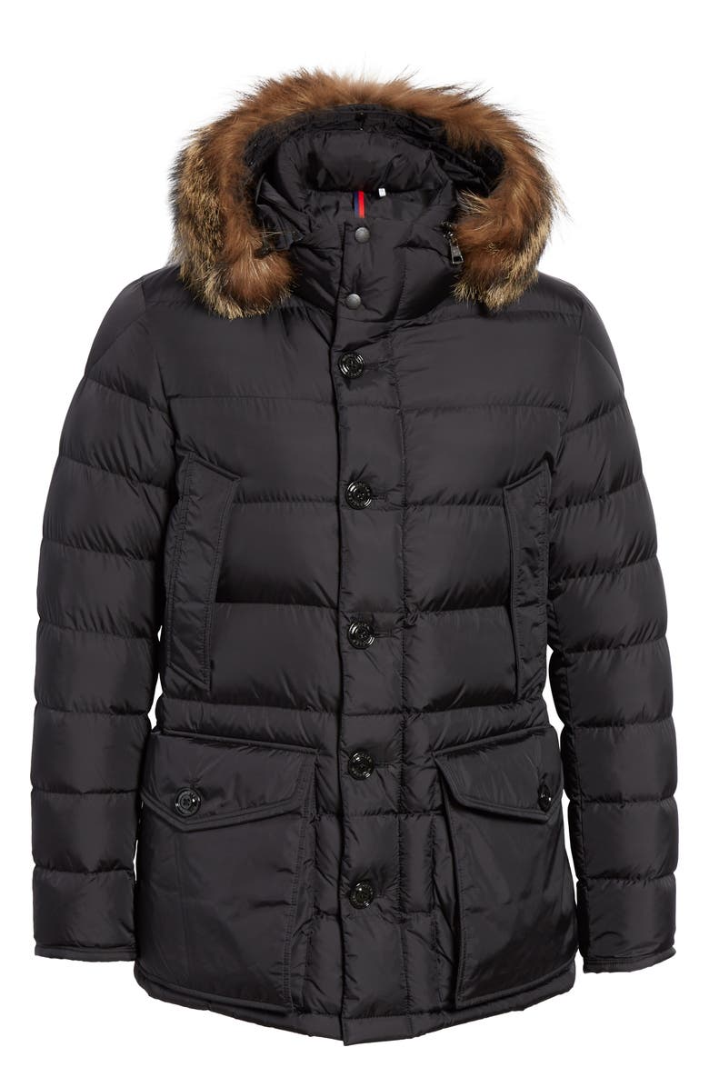 Moncler Cluny Giubbotto Down Parka with Genuine Coyote Fur Trim, Alternate, color,