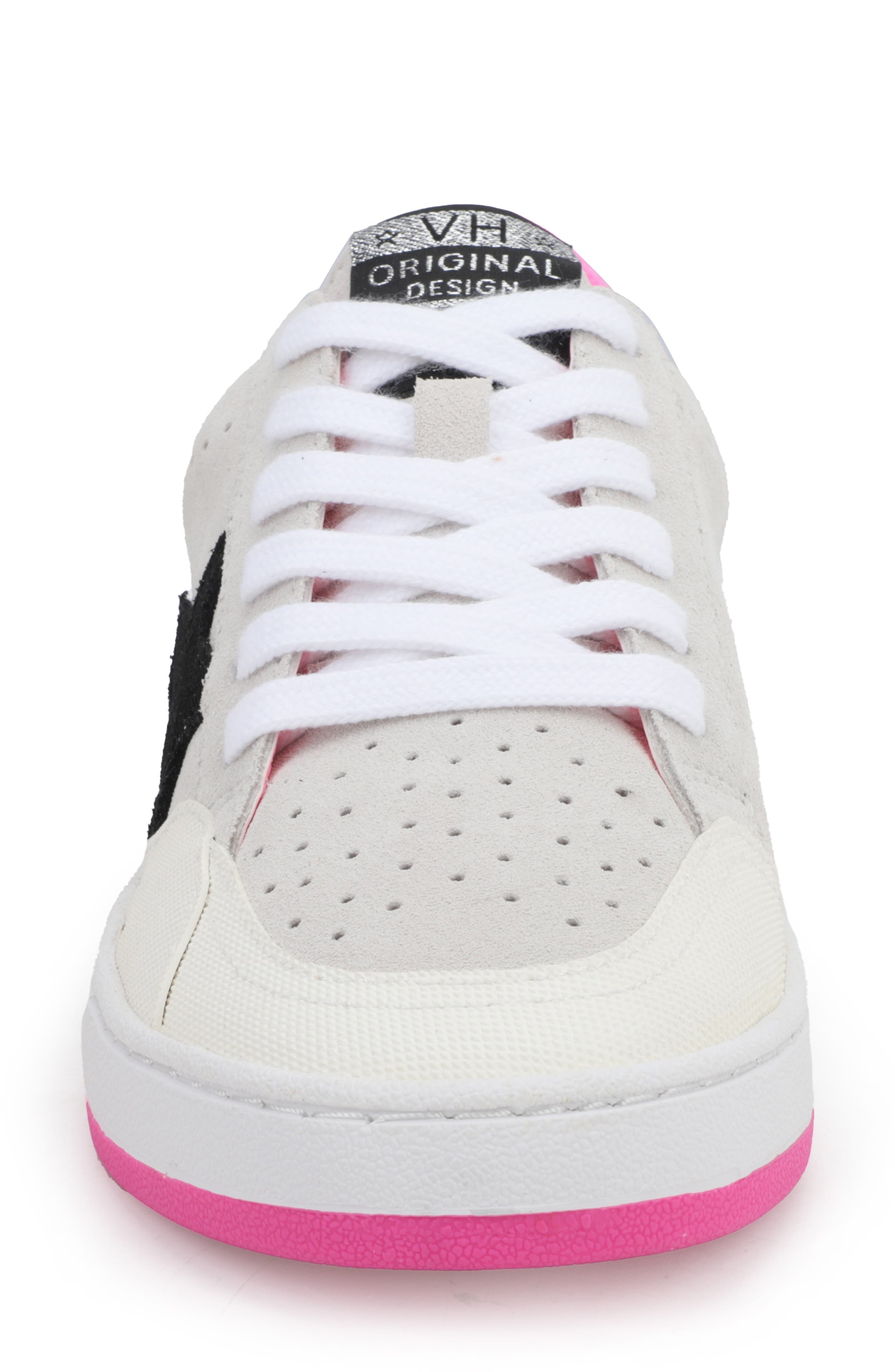 Destiny Faux Fur Detail Sneaker, Alternate, color, NEON PINK POP