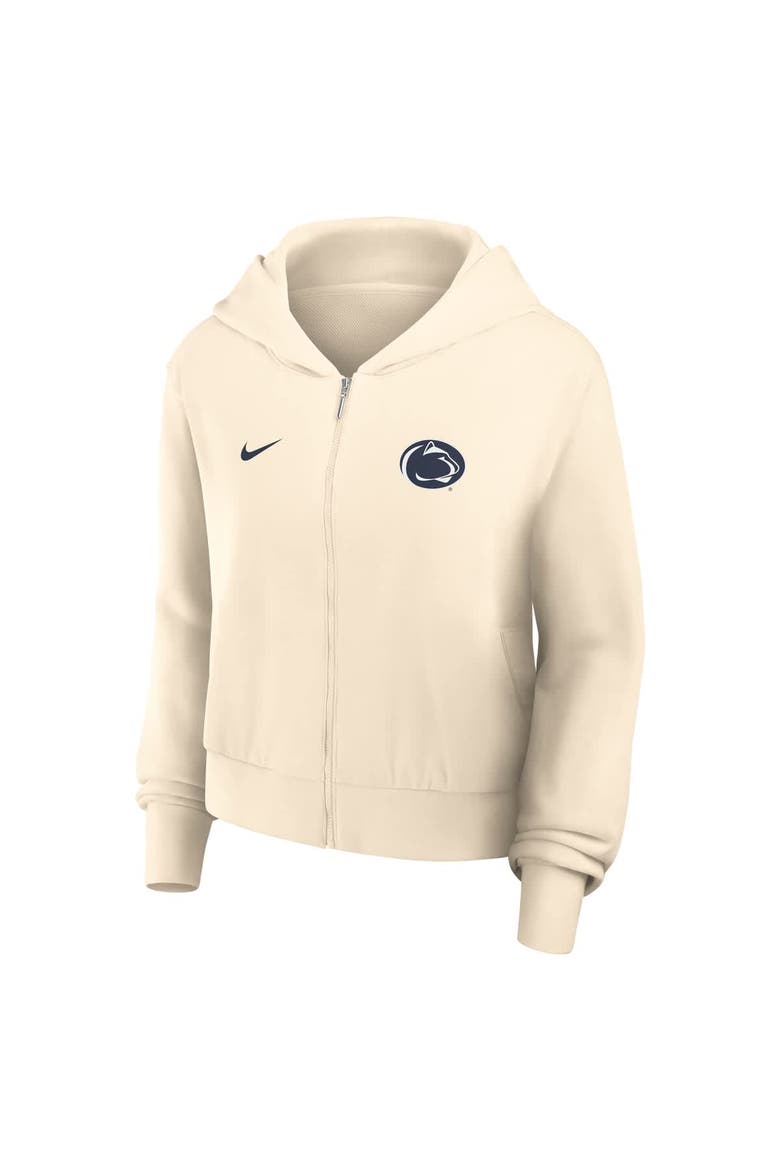 Women's Nike Cream Penn State Nittany Lions Cropped Chill Full-Zip Hoodie, Alternate, color, Cream