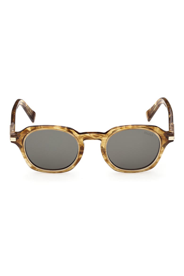 47mm Round Sunglasses, Main, color, TRANSPARENT BROWN / GREEN