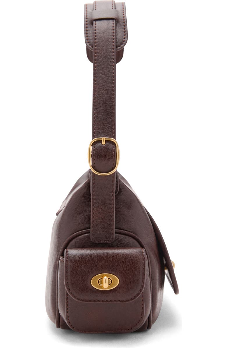 MANGO Faux Leather Shoulder Bag, Alternate, color, Chocolate