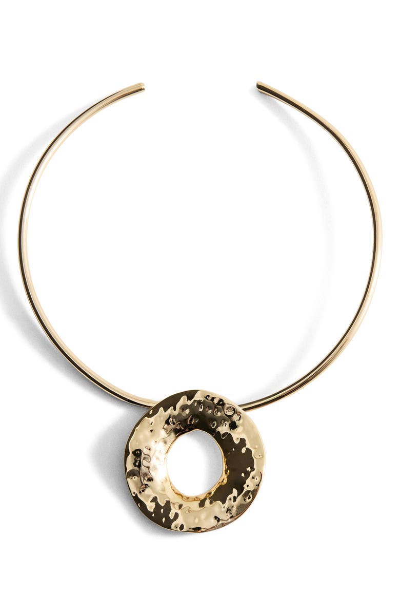 MANGO Rigid Circular Pendant Necklace, Main, color, Gold