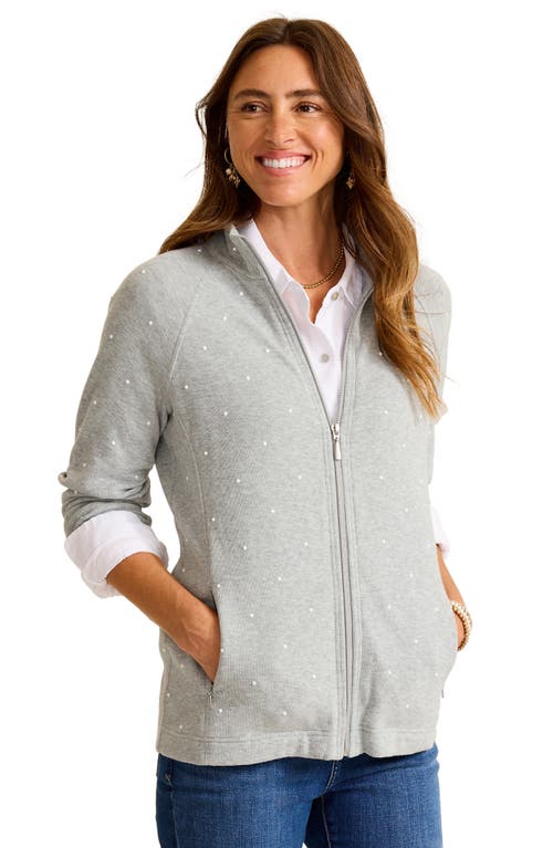 Tommy Bahama Aruba Faux Pearl Embellished Stretch Cotton Sweatshirt In Gray