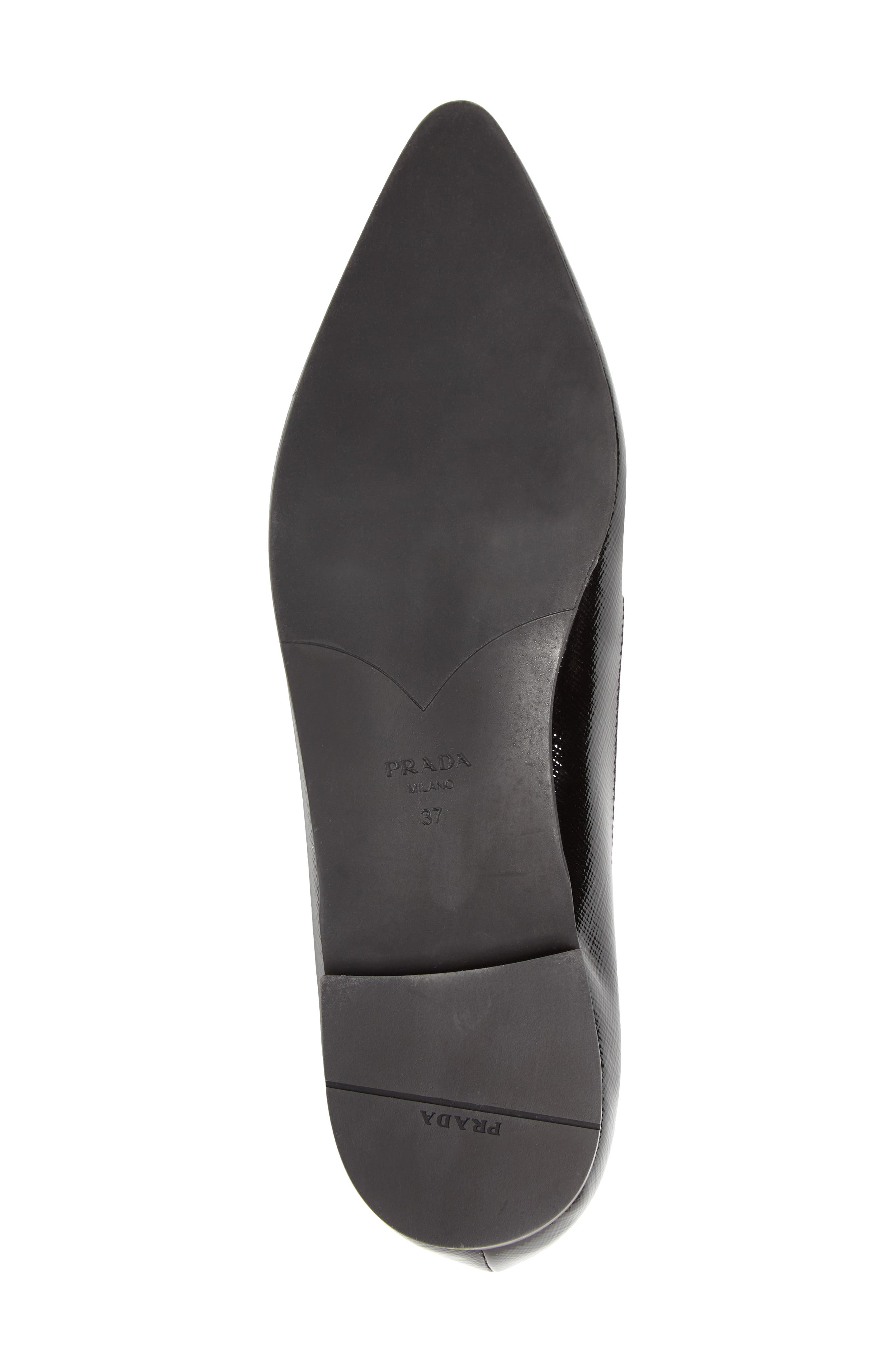 Bow Logo Pointed Toe Flat, Alternate, color, BLACK SAFFIANO