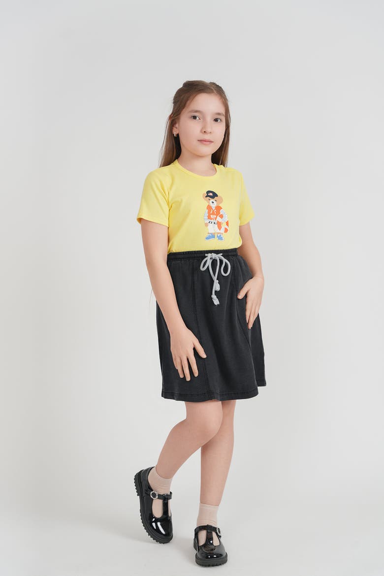 Bear Print Short Sleeve Top, Alternate, color, White