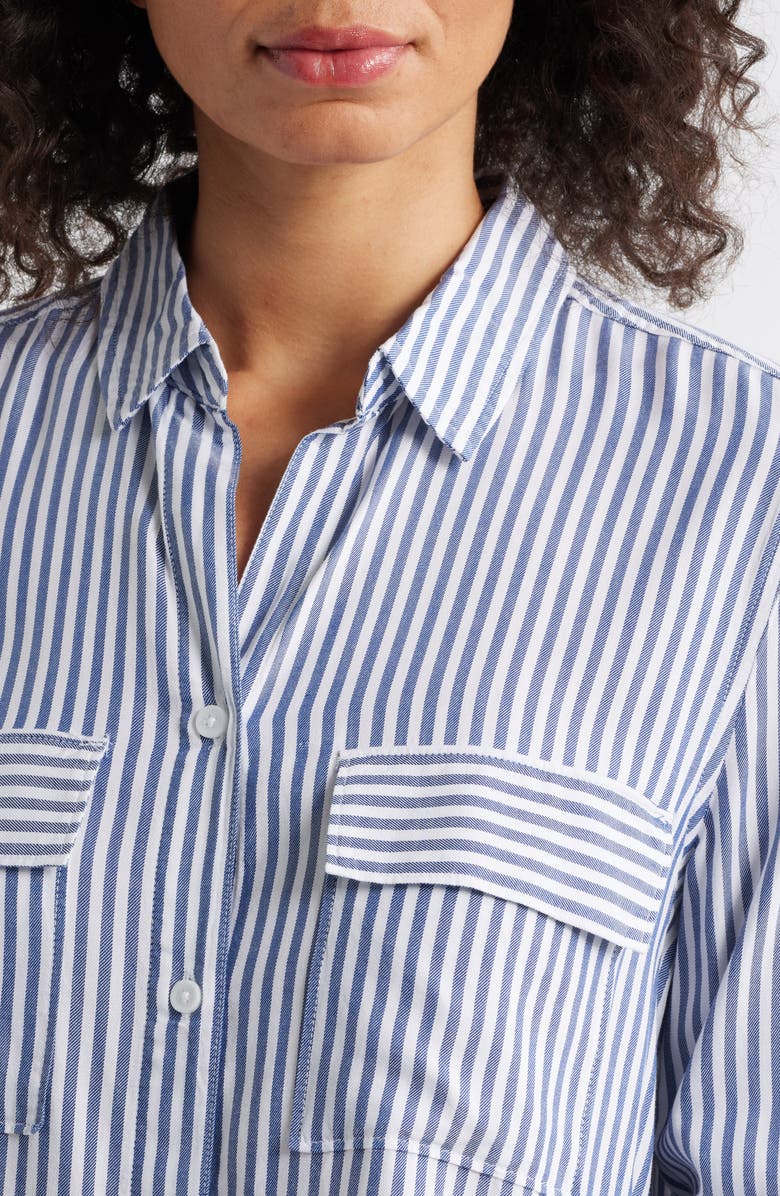 beachlunchlounge Farrah Stripe Button-Up Shirt, Alternate, color, Majestic Blue