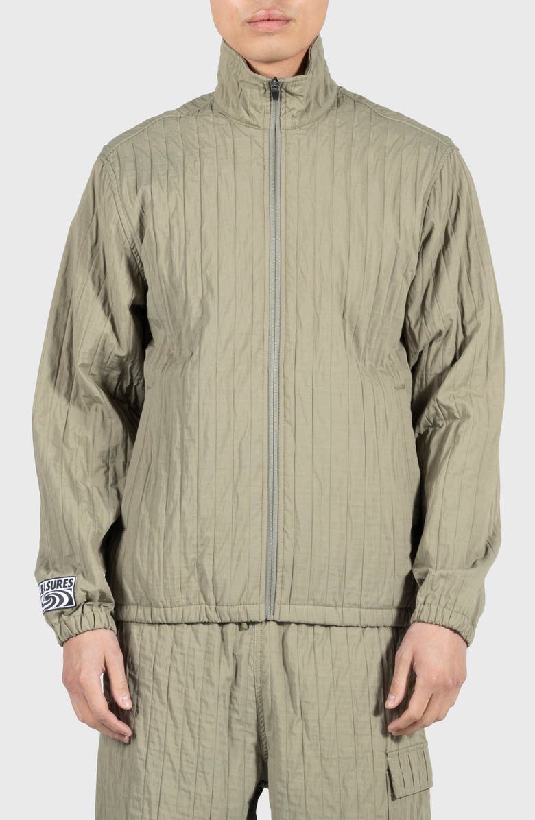 PLEASURES Rescue Pleated Track Jacket, Main, color, Olive