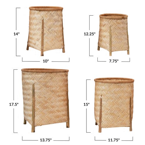 Storied Home Woven Baskets With Legs, Natural, Set Of 4 In Brown