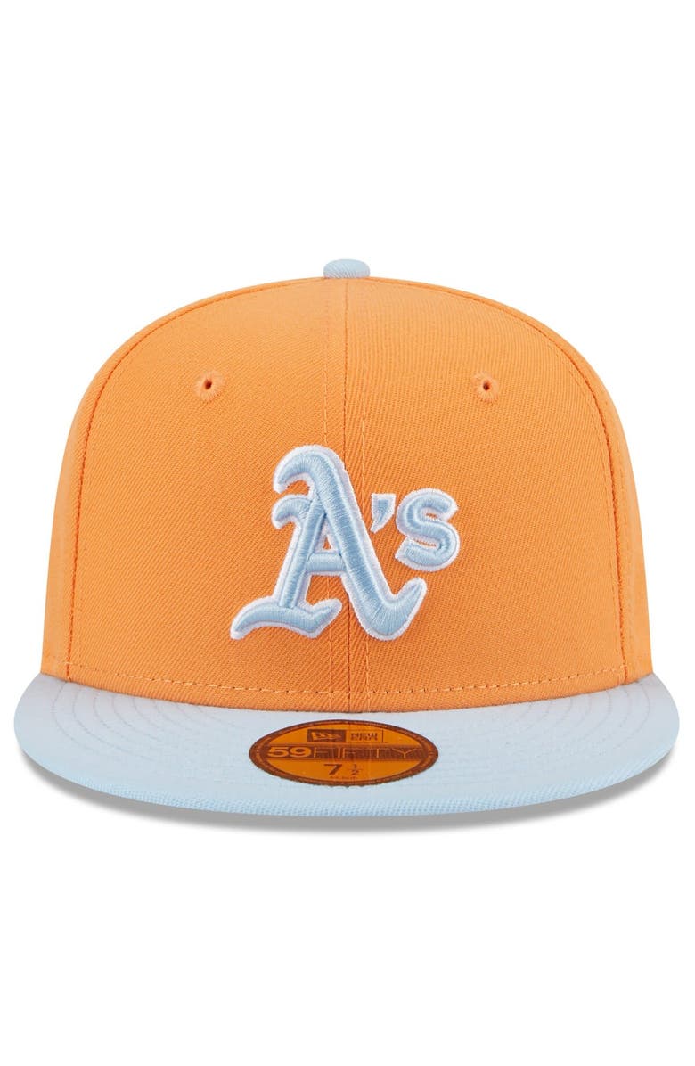 New Era Men's New Era Orange/Light Blue Oakland Athletics Spring Color Basic Two-Tone 59FIFTY Fitted Hat, Alternate, color, 