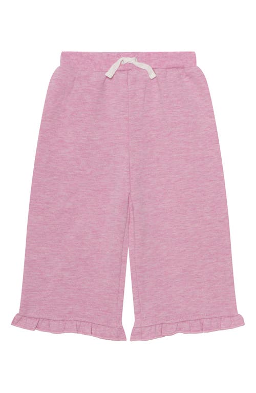 Pl Baby By Petit Lem Floral Ruffle Sweatshirt, Pants & Headband Set In Pink