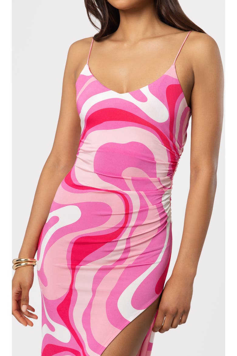 Hailey Geometric Sheen Jersey Maxi Dress, Alternate, color, Wavy Geo Pink