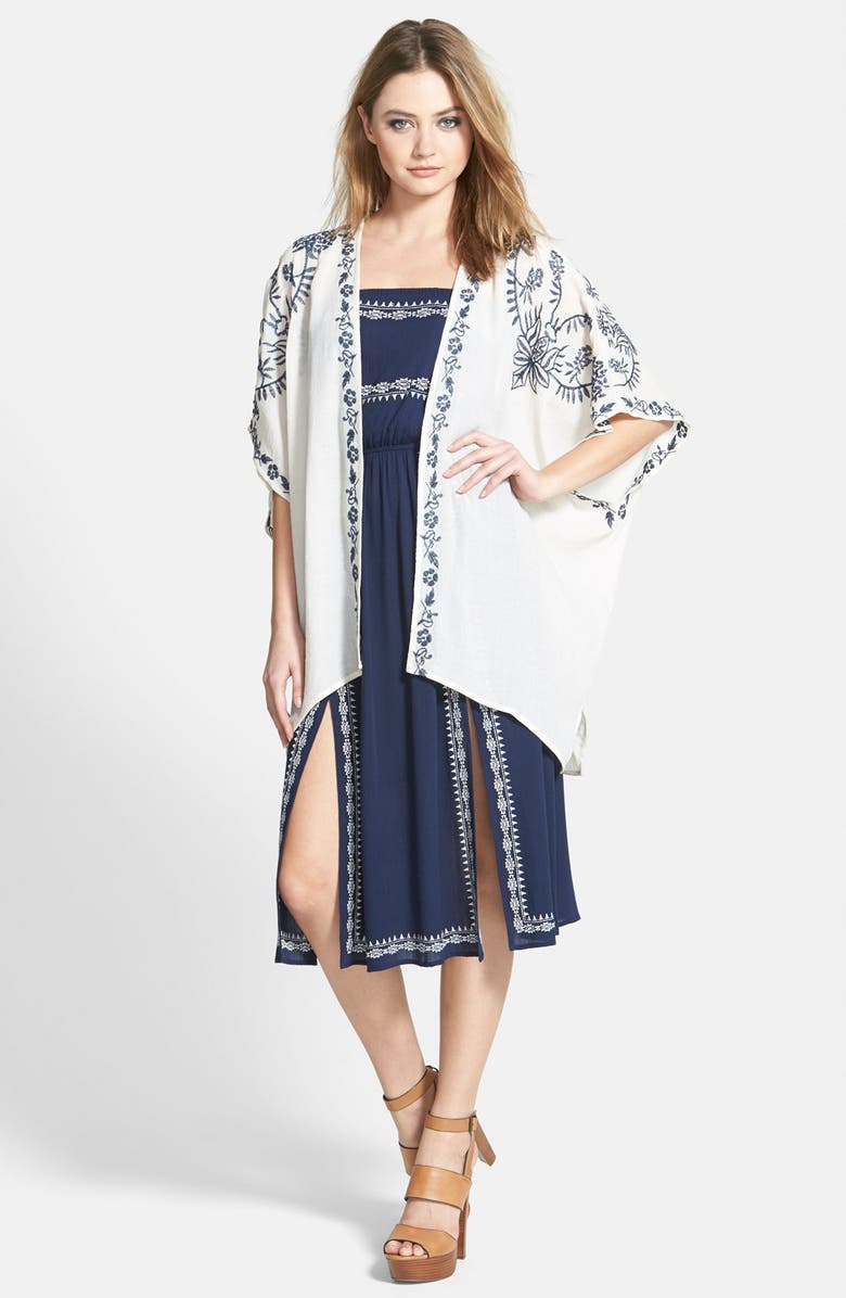 ASTR the Label ASTR Embroidered Strapless Dress, Alternate, color,