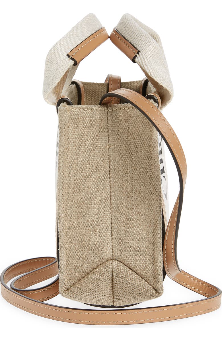 Chloé Mini Woody Logo Strap Canvas Tote, Alternate, color,