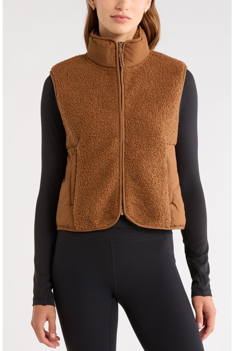 Summit Faux Shearling Hybrid Vest, Alternate, color, BROWN TOFFEE