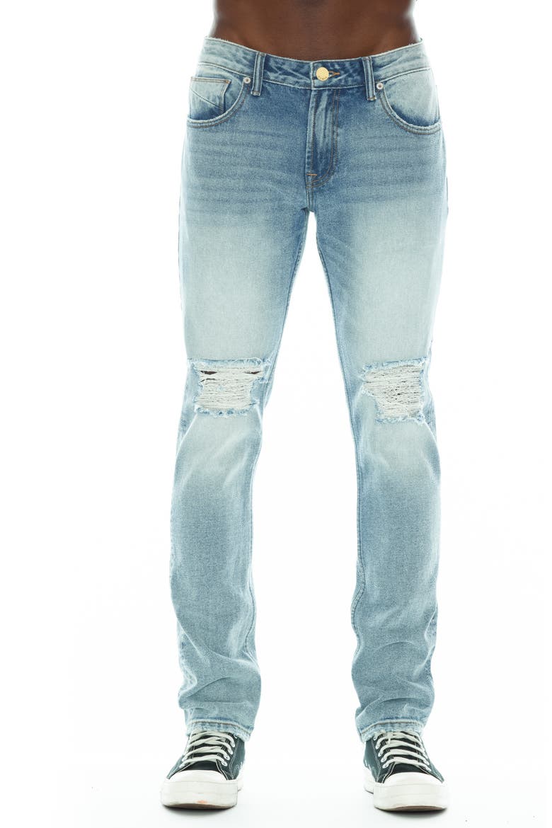 Belted Rocker Cotton Jeans, Main, color, BLEACH