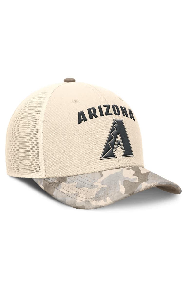 Nike Men's Nike Natural Arizona Diamondbacks Camo Natural Pack Rise Adjustable Trucker Hat, Alternate, color, Natural