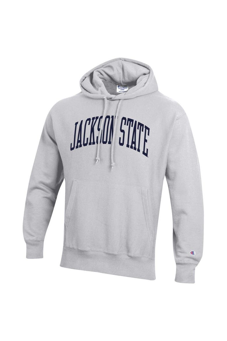 Men's Champion Gray Jackson State Tigers Tall Arch Pullover Hoodie, Alternate, color, Gray
