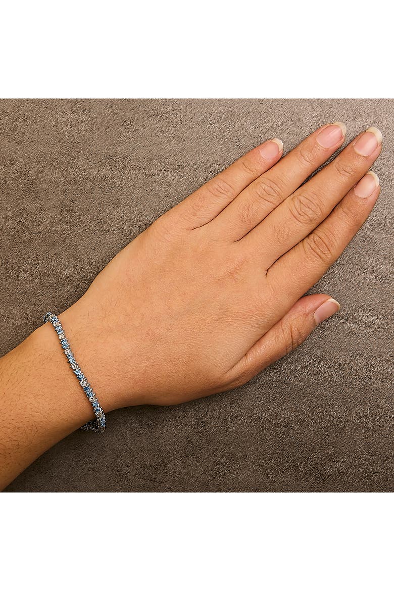14K White Gold 4 5/8cttw White And Treated Blue Diamond Bracelet, Alternate, color, White