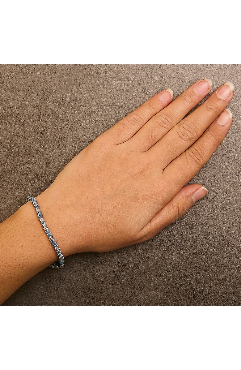 Haus of Brilliance 14K White Gold 4 5/8cttw White And Treated Blue Diamond Bracelet, Alternate, color, White