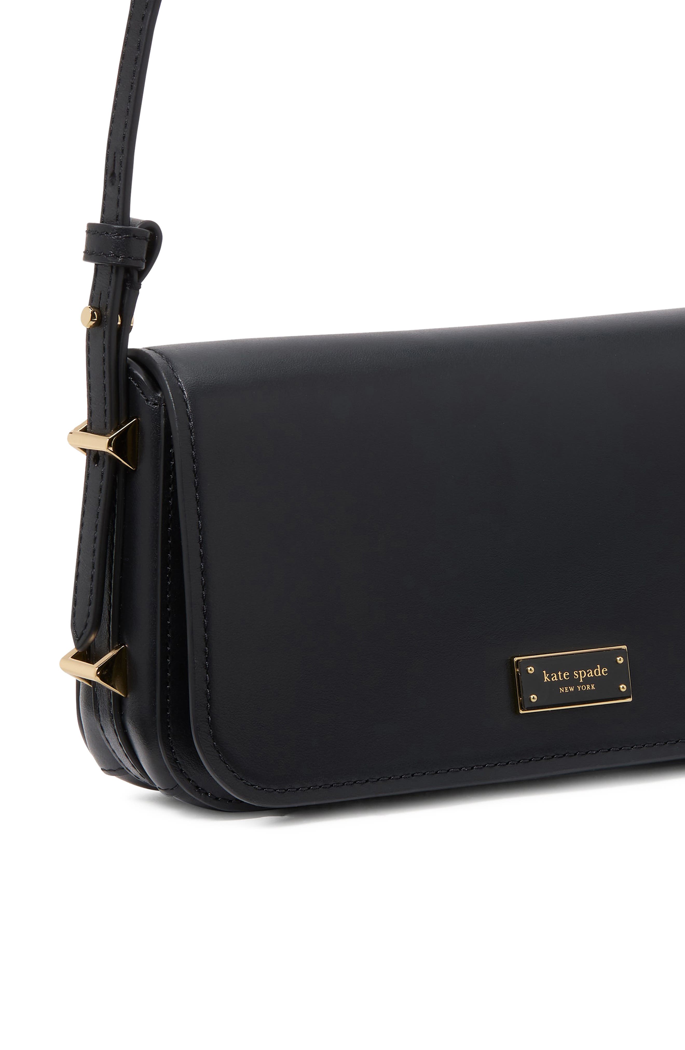 Kate Spade New York small liv leather east/west shoulder bag, Alternate, color, Black