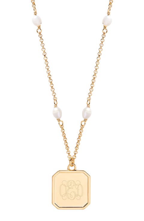 Quincy Freshwater Pearl Monogram Pendant Necklace
