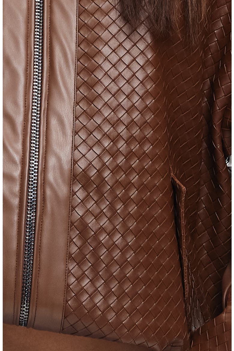 Kenny Woven Faux Leather Bomber Jacket, Alternate, color, CHOCOLATE