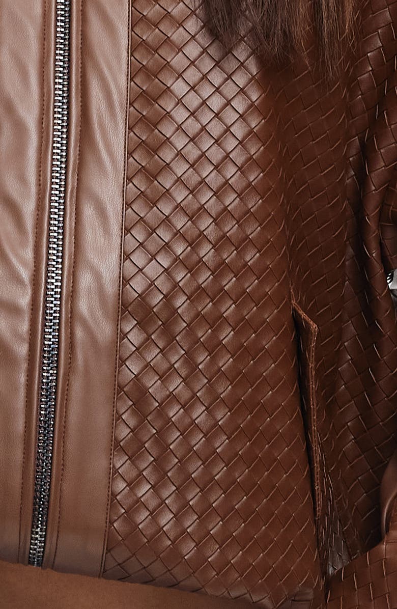 LIONESS Kenny Woven Faux Leather Bomber Jacket, Alternate, color,