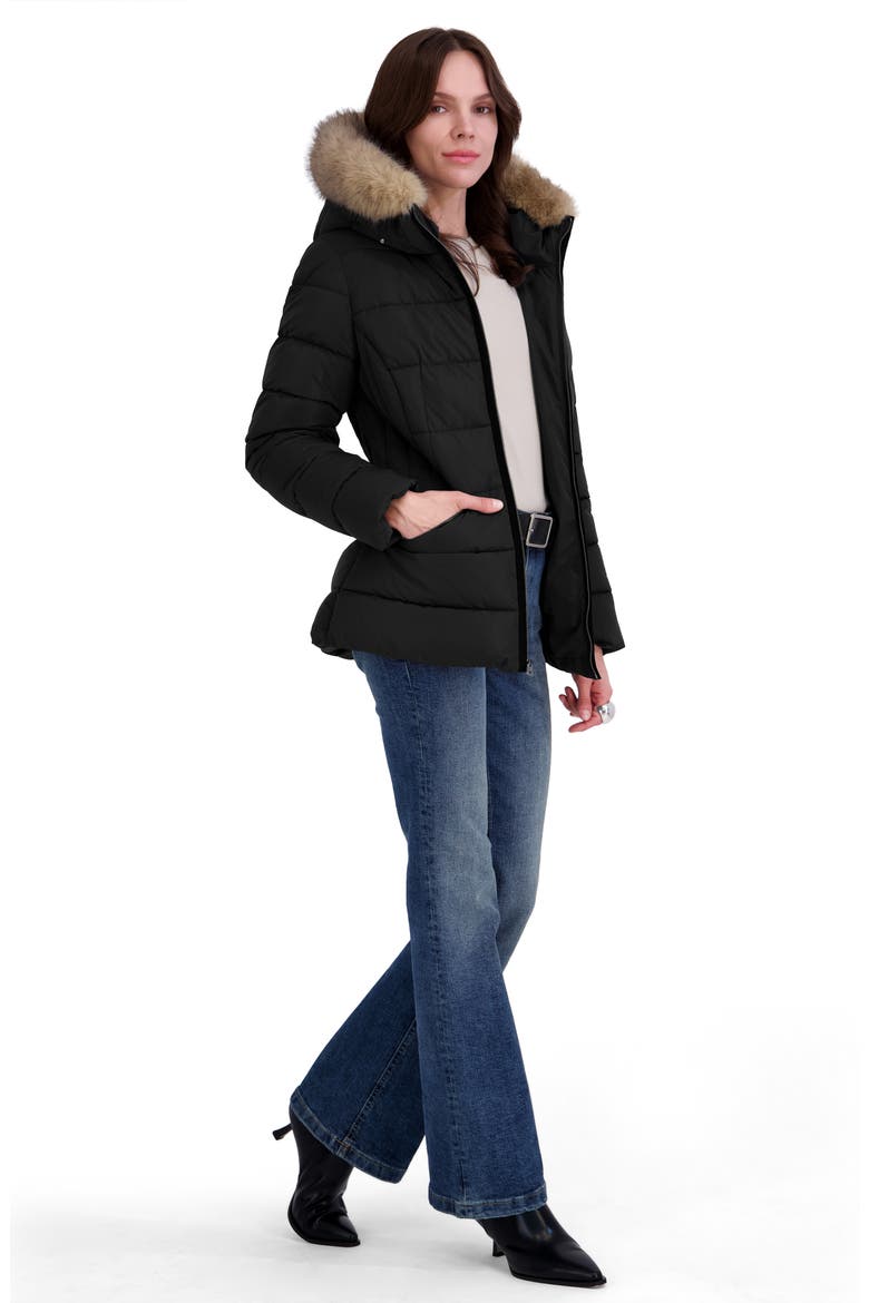 Nico Faux Fur Trim Water Resistant Puffer Coat, Alternate, color, BLK