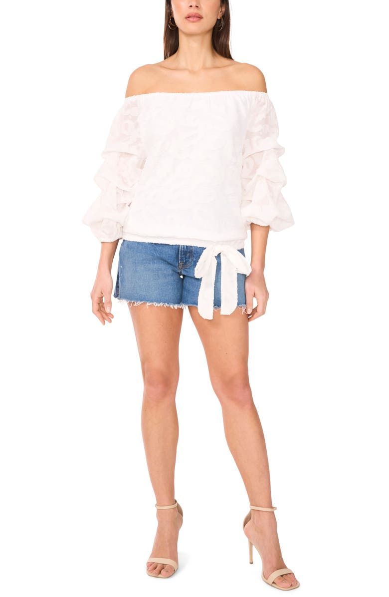 Vince Camuto Jacquard Off the Shoulder Bubble Sleeve Top, Alternate, color,