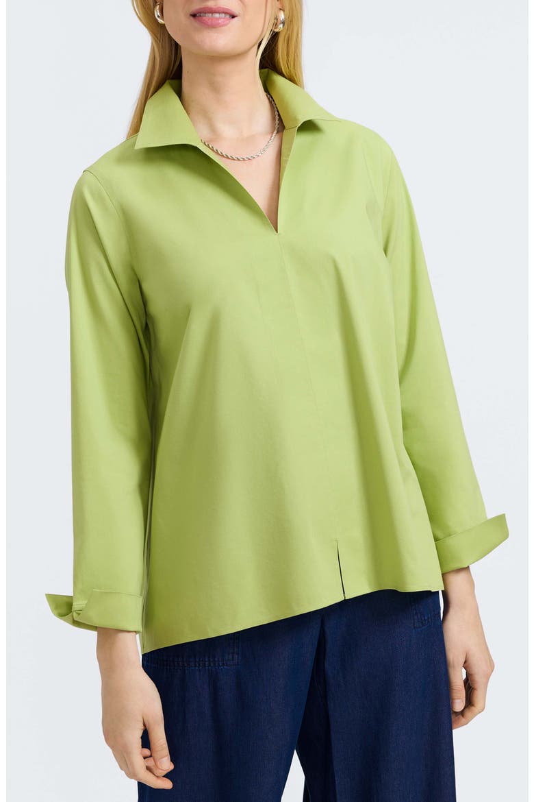 Agnes Split Cuff Popover Blouse, Main, color, CELERY