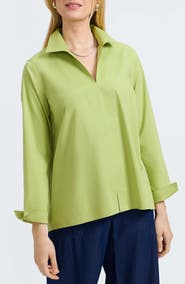 Foxcroft Agnes Split Cuff Popover Blouse