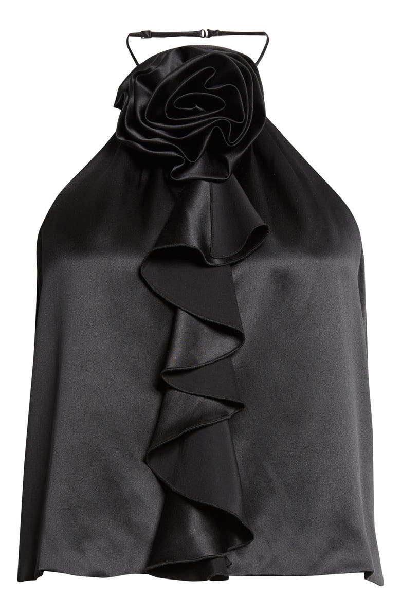 Cinq à Sept Hallie Rosette Silk Top, Alternate, color, Black