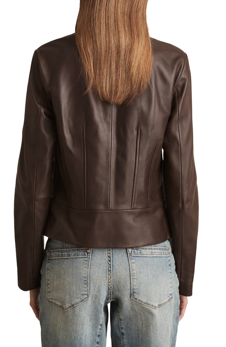 Reiss Allie Leather Jacket, Alternate, color, Chocolate Brown