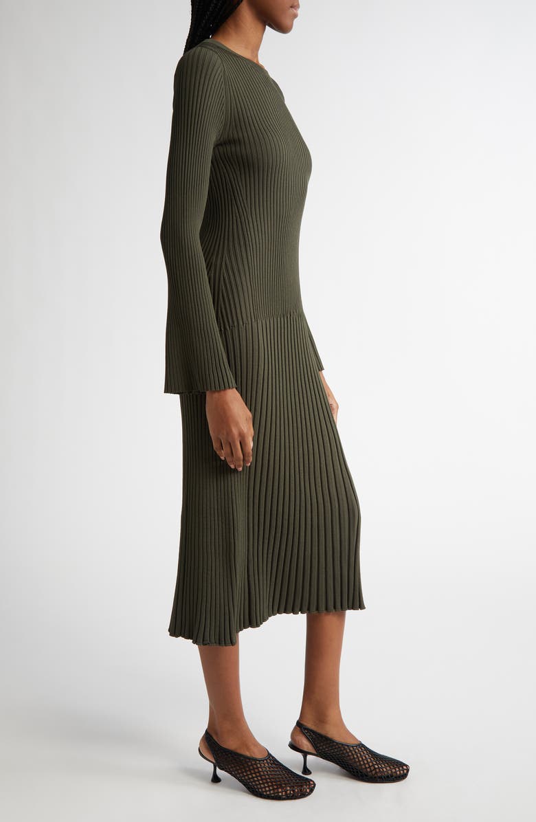 Proenza Schouler Kenna Long Sleeve Rib Midi Dress, Alternate, color,