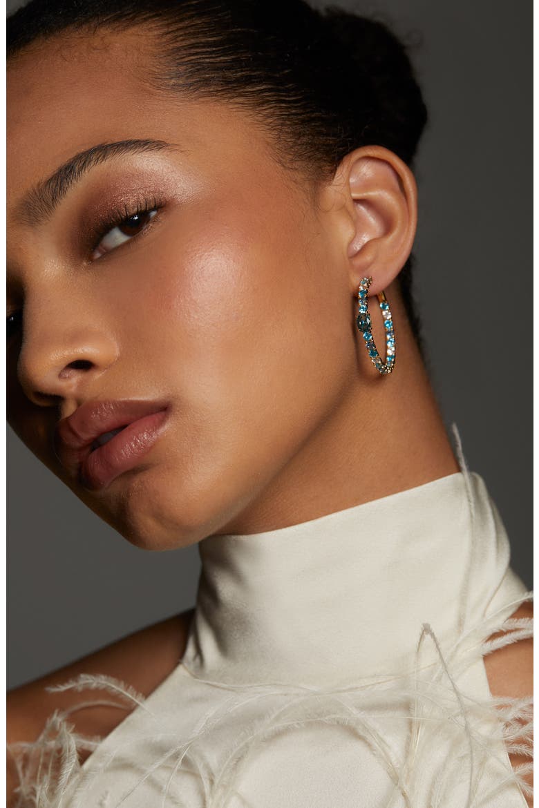 Stellar Ombré Crystal Hoop Earrings, Alternate, color, GOLD