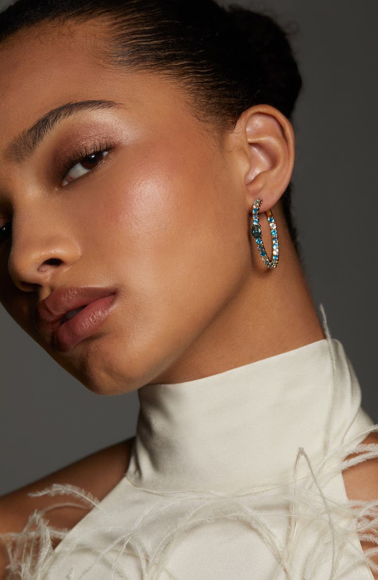 Nadri Stellar Ombré Crystal Hoop Earrings, Alternate, color, Gold