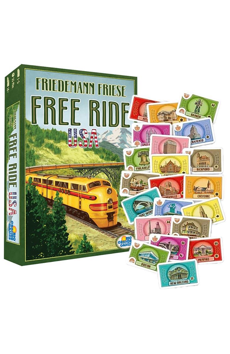 Rio Grande Games Free Ride Usa Railroad Strategy Board Game, Alternate, color, Multicolored
