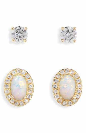 ARGENTO VIVO Opal & CZ Stud Earrings Set