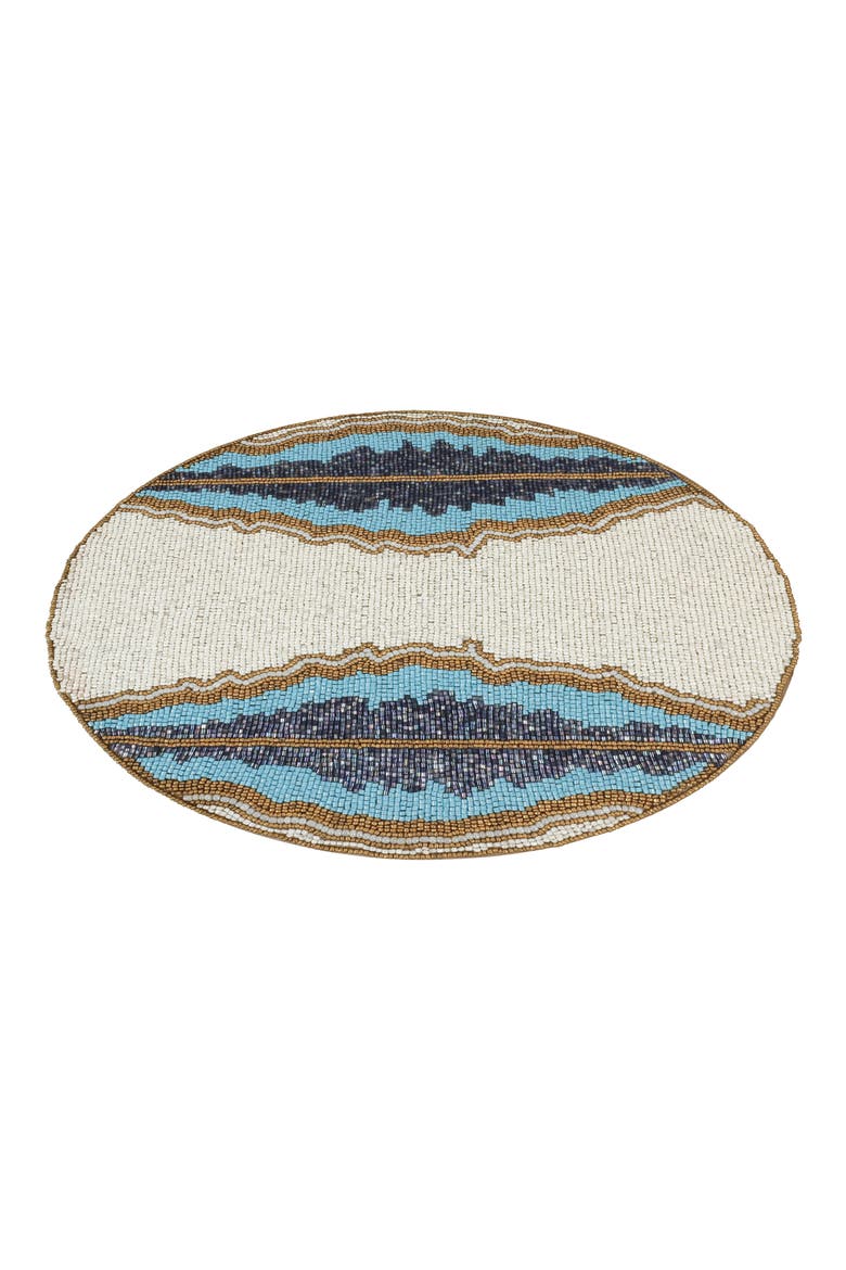 Lagon Beaded Placemat, Alternate, color, BLUE/ IVORY