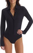 Commando Classic Long Sleeve Button-Down Thong Bodysuit