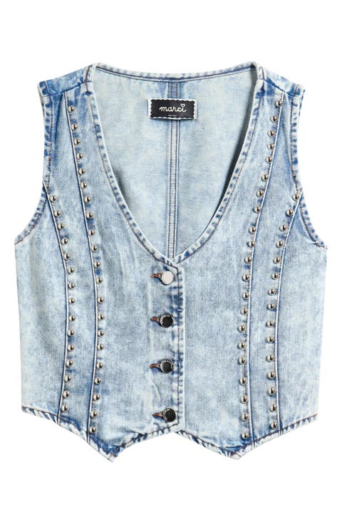 Stud Accent Denim Vest