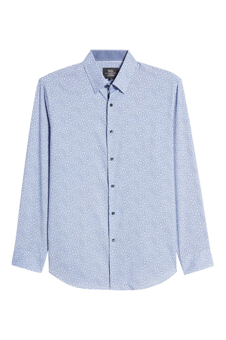 Trim Fit Performance Paisley Dress Shirt, Alternate, color, BLUE
