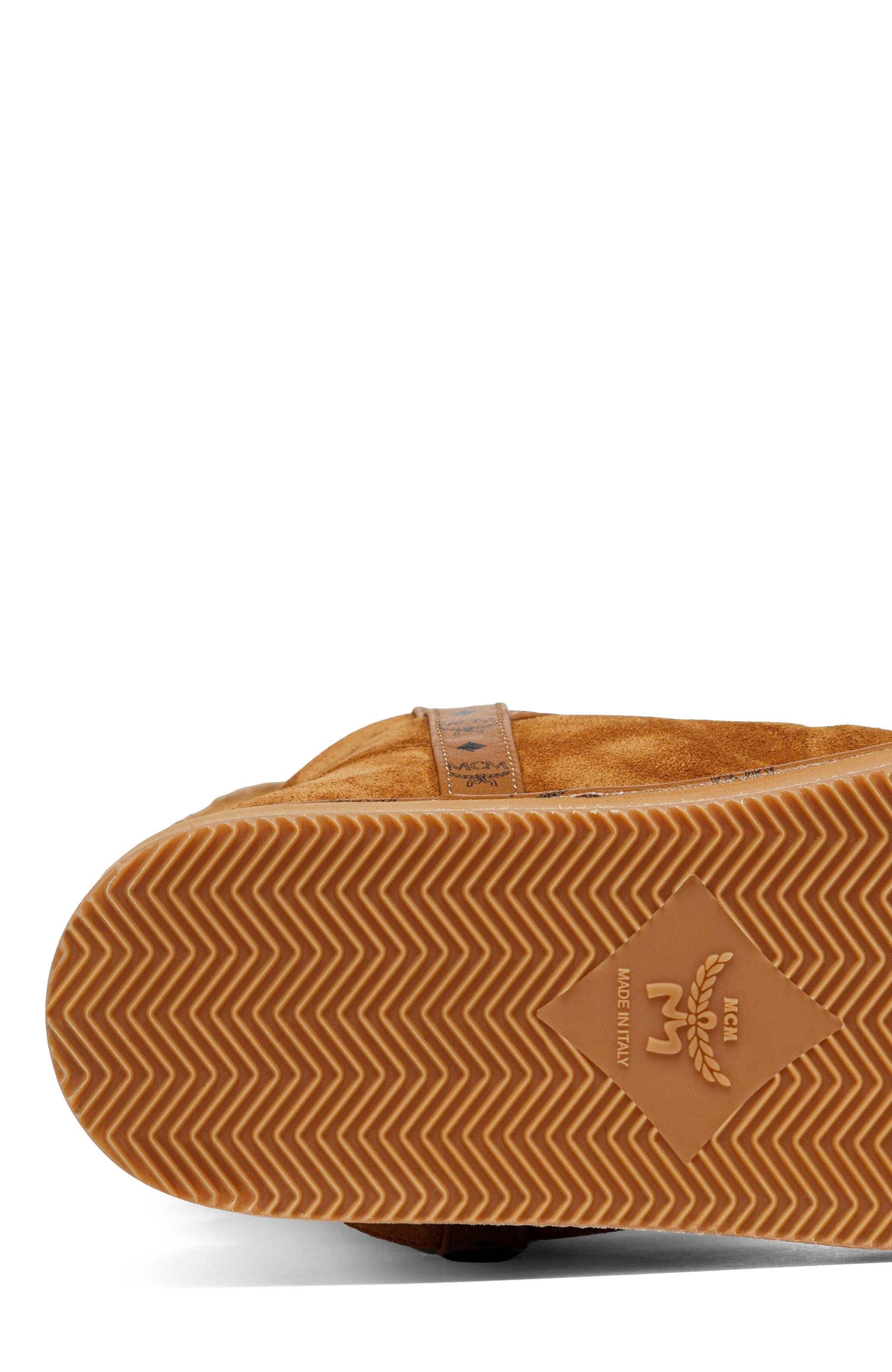 MCM Women's Boots in Calfskin Suede Leather, Alternate, color, Cognac